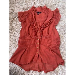 Ruffled button down top